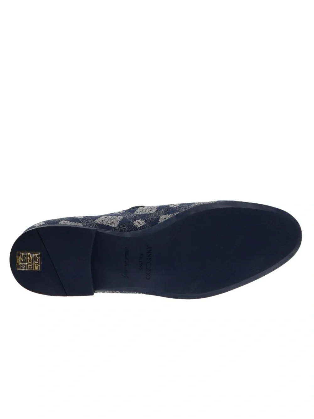 Jimmy Choo Sloane Loafer Shoes Blue Bandana Fabric Slip-On Size 11.5 New